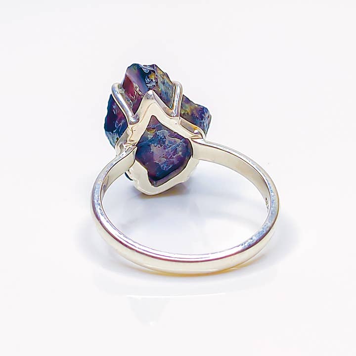 Sacred Ceremony - Venta al por mayor Anillos grandes/de cóctel - Anillo raro de ópalo de fuego negro crudo