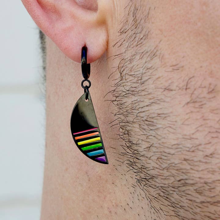 LGBTQ "JE SUIS" HUGGIE HOOPS for wholesale by MAINE+MARA