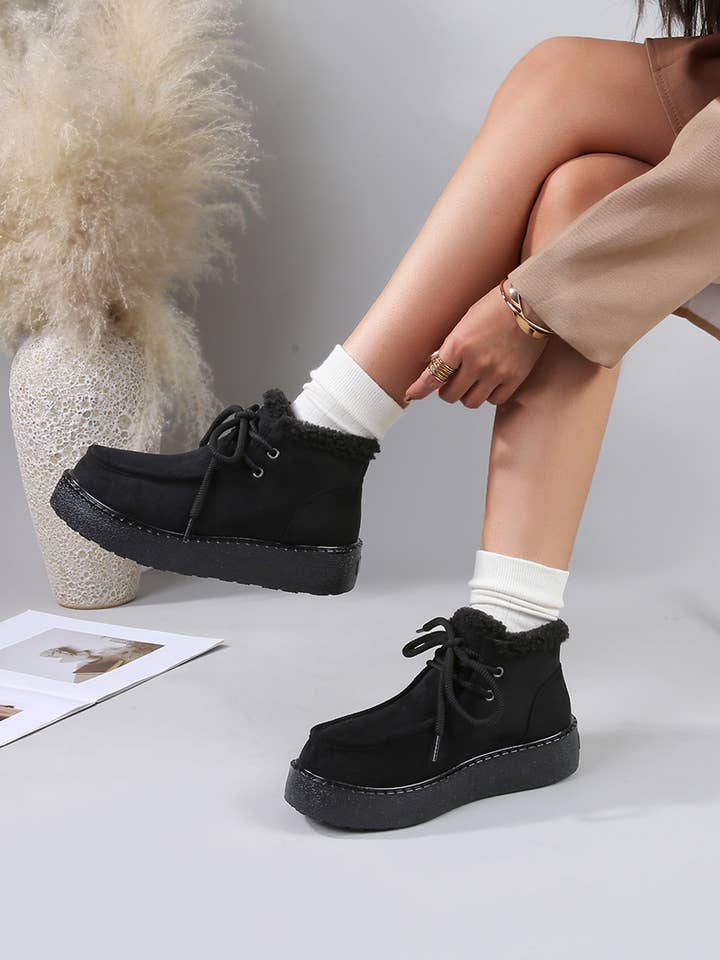 BELLICY / Cink-me – Engroshandel Derbysko – Kvinder – L-607, Høje derby-sko med platform foret med ruskind2