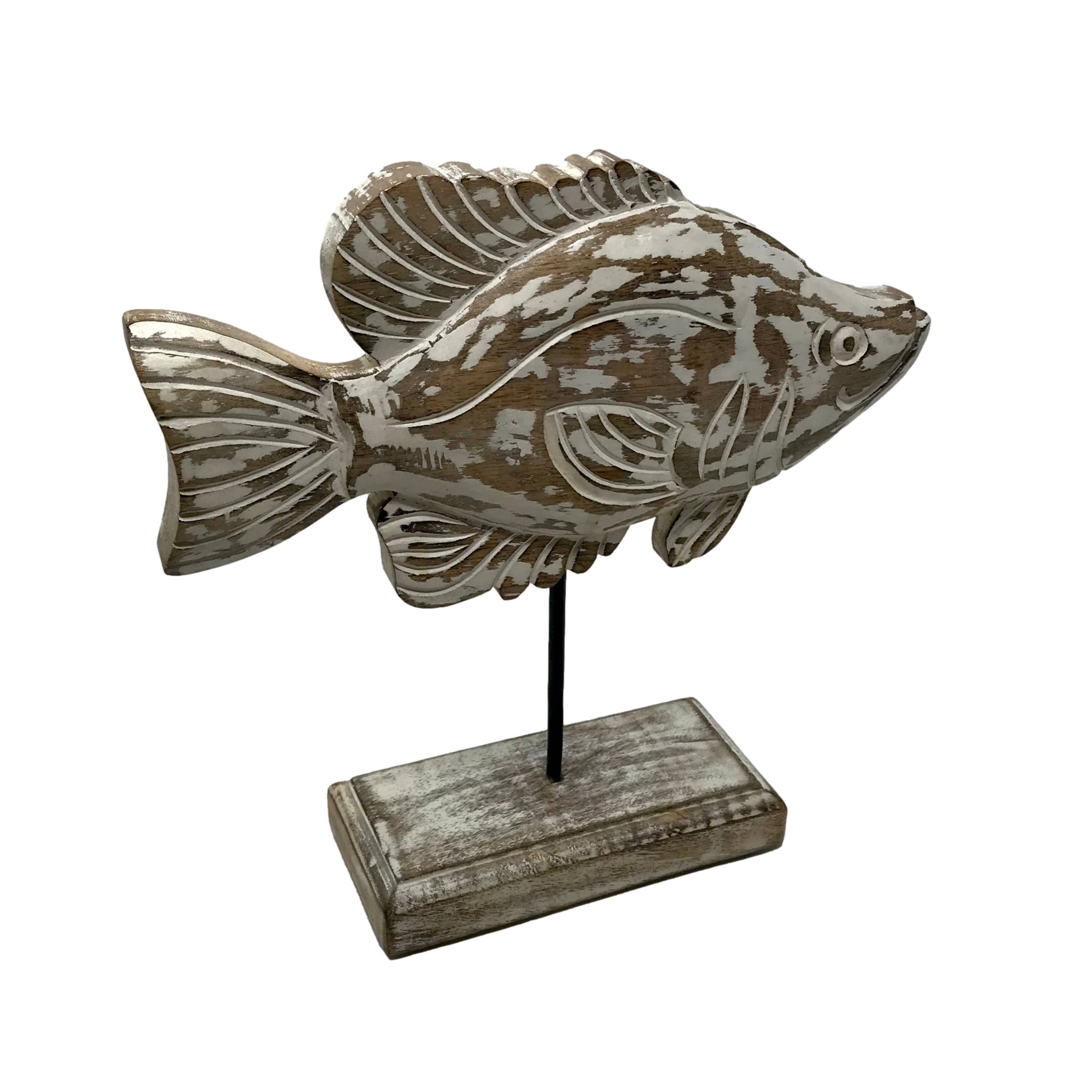 Wilco Home – Engroshandel Skulptur – „Fish Tales“ Feebie Fantail fisk udskåret træ skulptur/stativ6