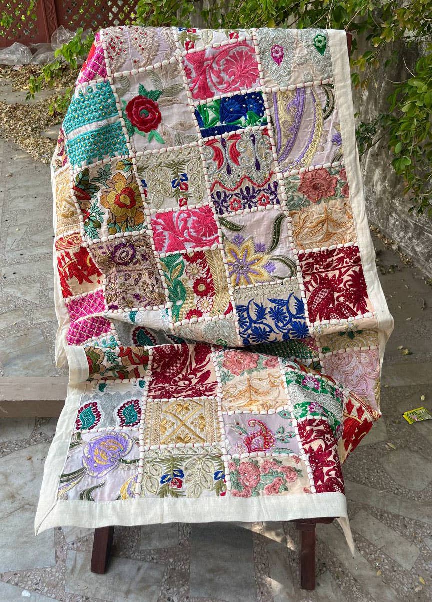 Bhawana Handicrafts - Wholesale Table Runner - Sari Beaded Patchwork Table Runner Throw Boho Tapestry Wall 3
