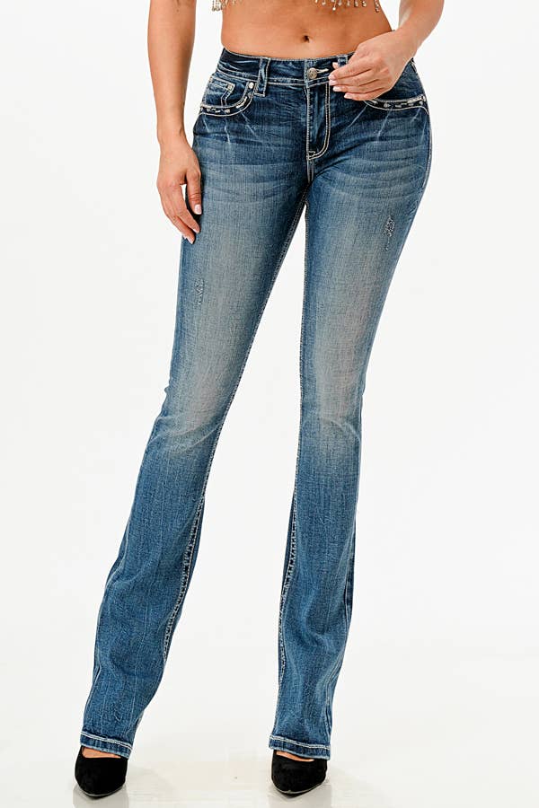 Grace in LA - Wholesale Jeans - Women's - Cross Modify Mid-Rise Boot Cut 34" | EB-519503