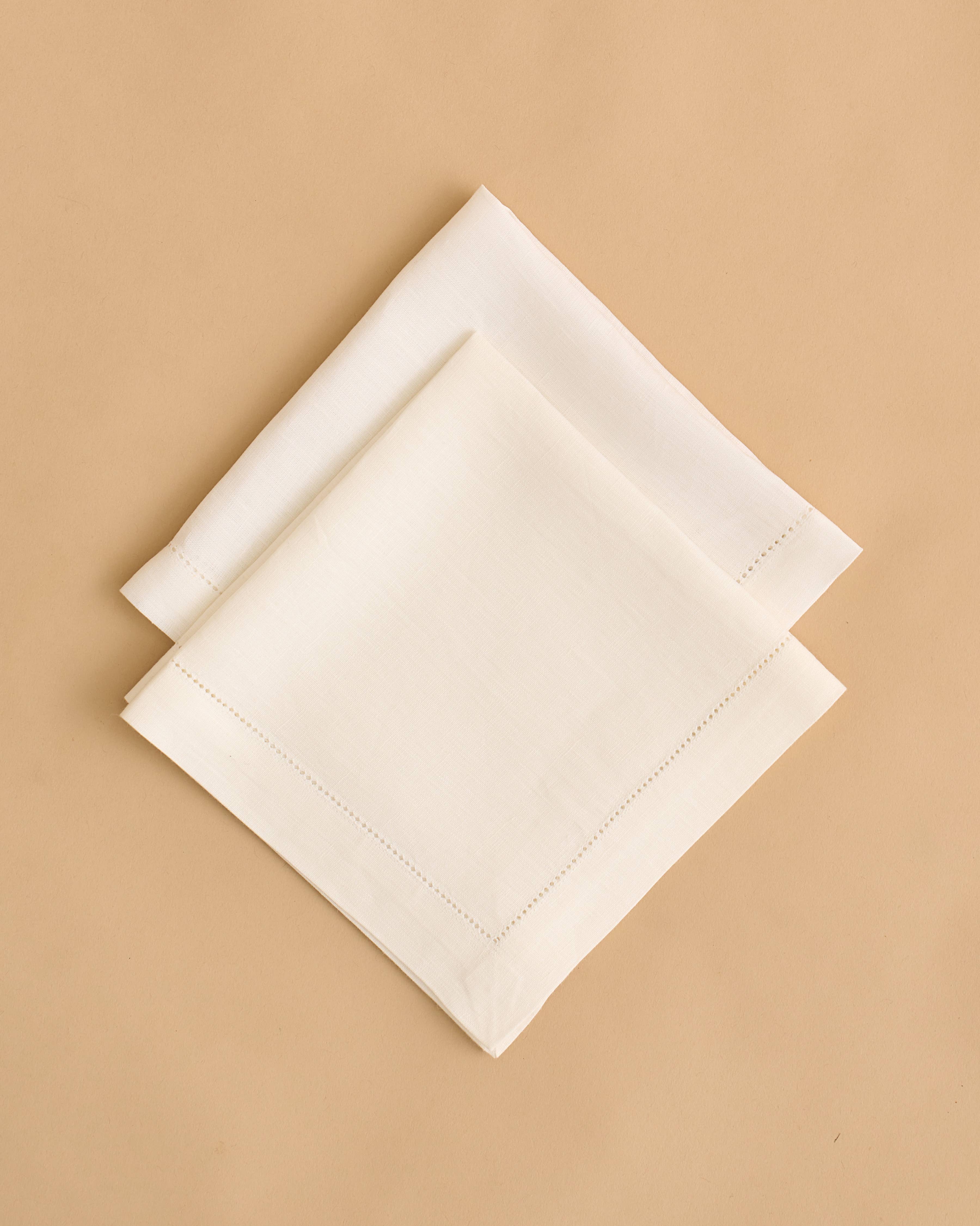 Terrakotta Home – wholesale Dinner & cloth napkin – Hemstitch Border Napkins (Set of 4)-White1