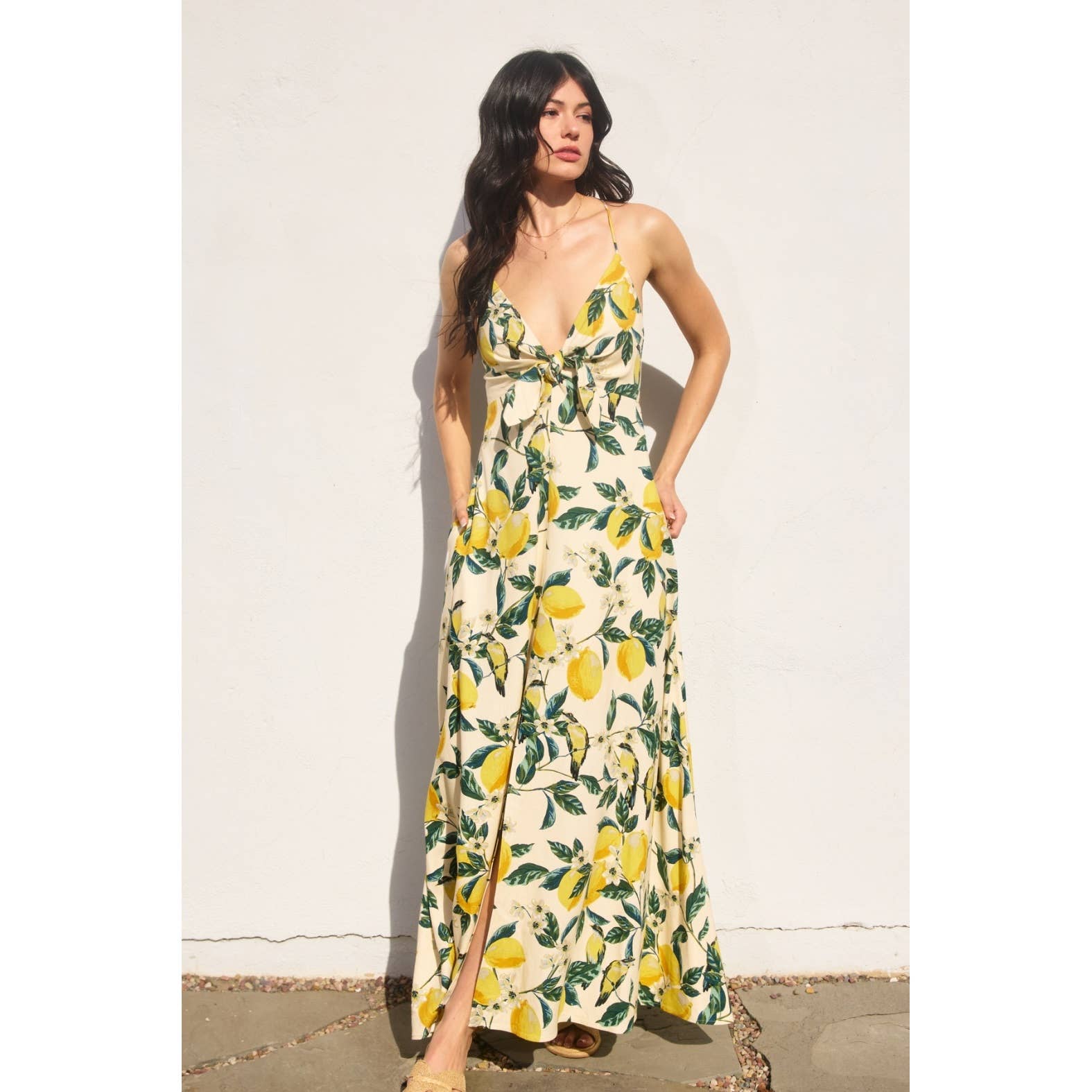 LEMON GARDEN Vintage Lemonade Knot Front Maxi Dress for wholesale on Faire3