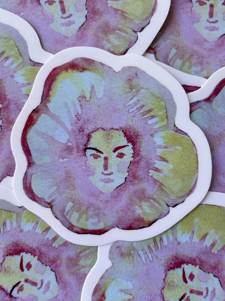 Watercolor Flower Face Sticker for wholesale by Beryl Rivkah
