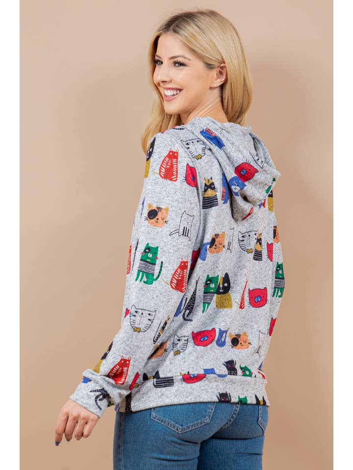 LA Soul - Wholesale Hoodie - Women's - Colorful Cat Pullover Hoodie6