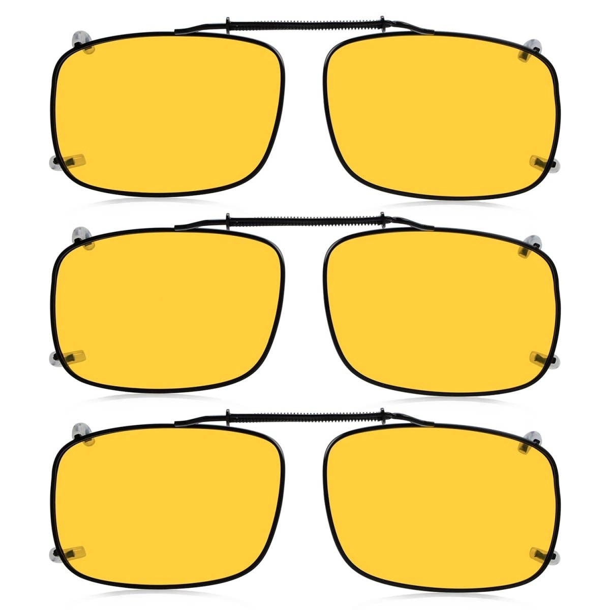 Yellow pcs 3 Pack Polarized Clip on Night Vision Driving Glasses C60 (58MMx38MM) for wholesale on Faire0