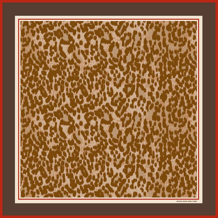Pañuelo de Seda Doble Faz Leopard Allure para venta al por mayor de Jessie Zhao New York