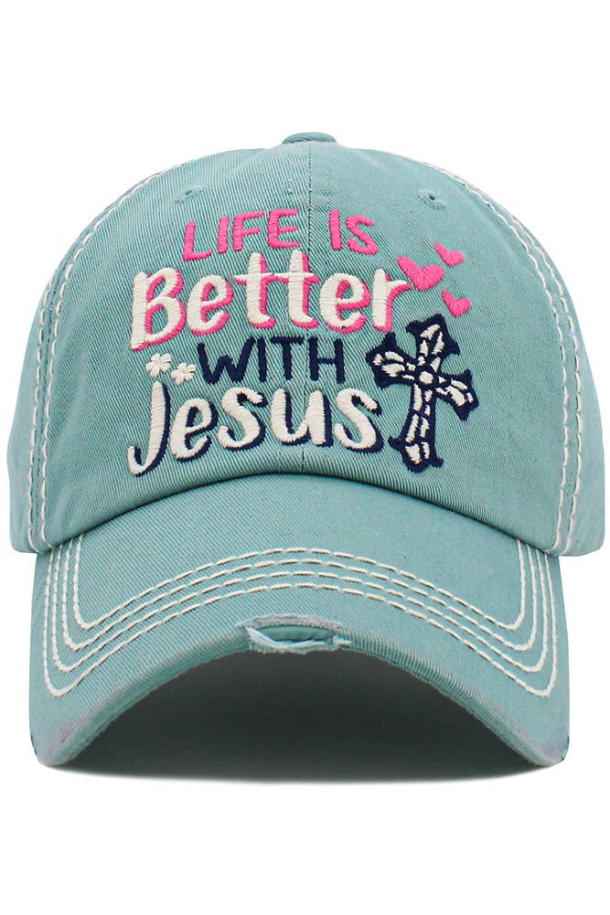 Hana - Wholesale Honkbalpet - Dames - HET LEVEN IS BETER MET JESUS Washed Vintage balpet4