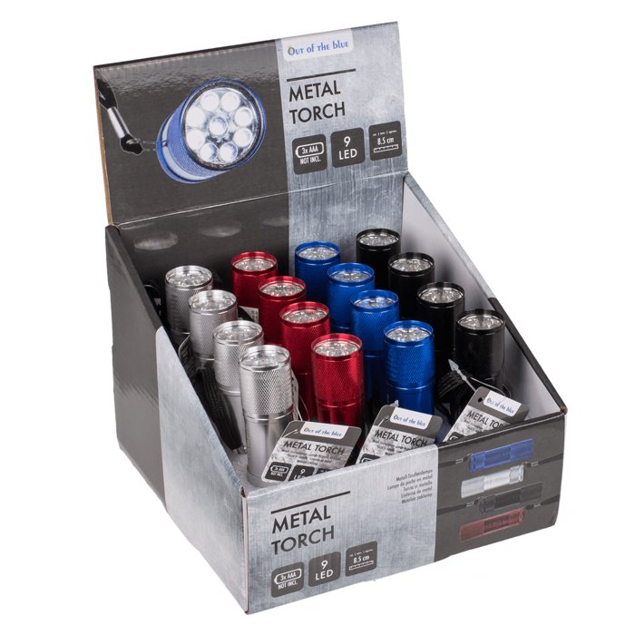 Out of the blue KG - Wholesale Flashlight - Metal torch with 9 LED,2