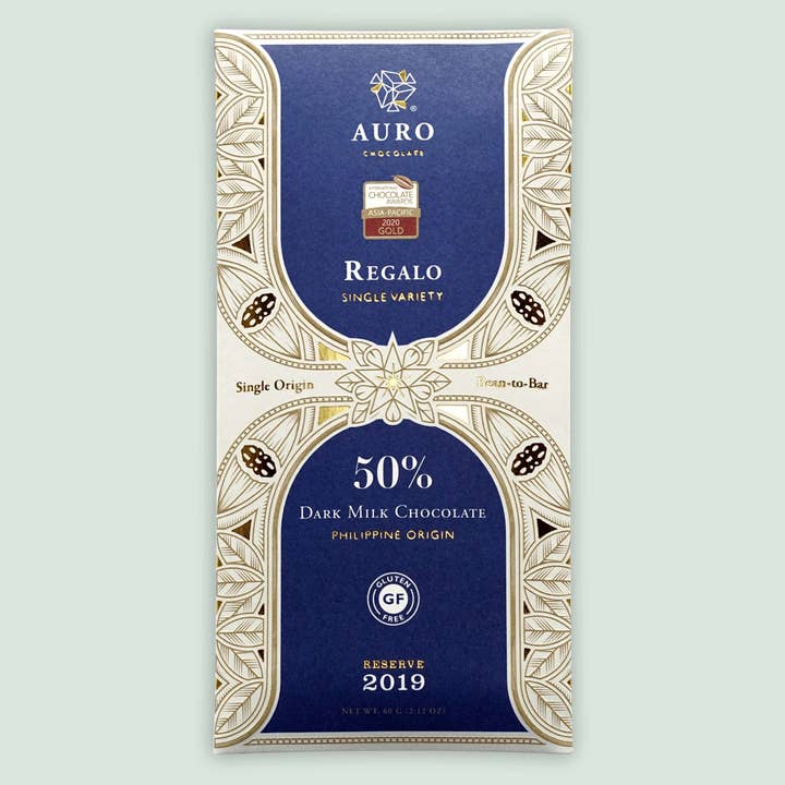 Auro Reserve Regalo Dark Milk Chocolate Bar 50% for wholesale by Bar & Cocoa Chocolate