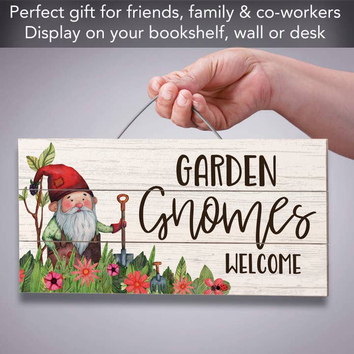 Conimar Promotions - Wholesale Sign - Garden Gnomes Decorative Slatted Pallet Wood Sign 12" by 6"4