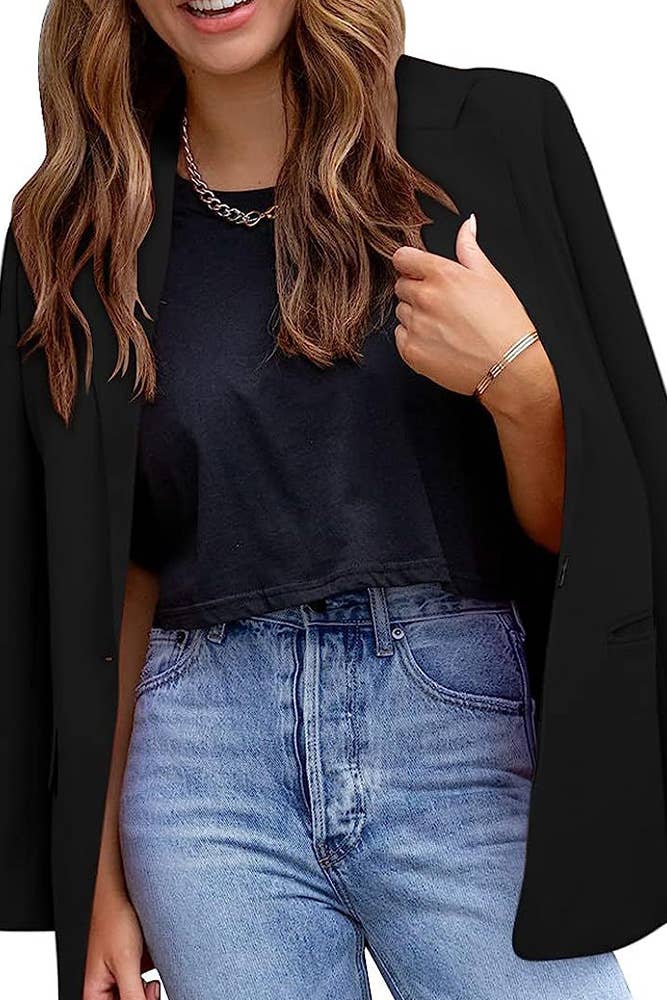 UNISHE - Wholesale Blazer - Women's - Front Open Lapel Plain Blazer ZK4611