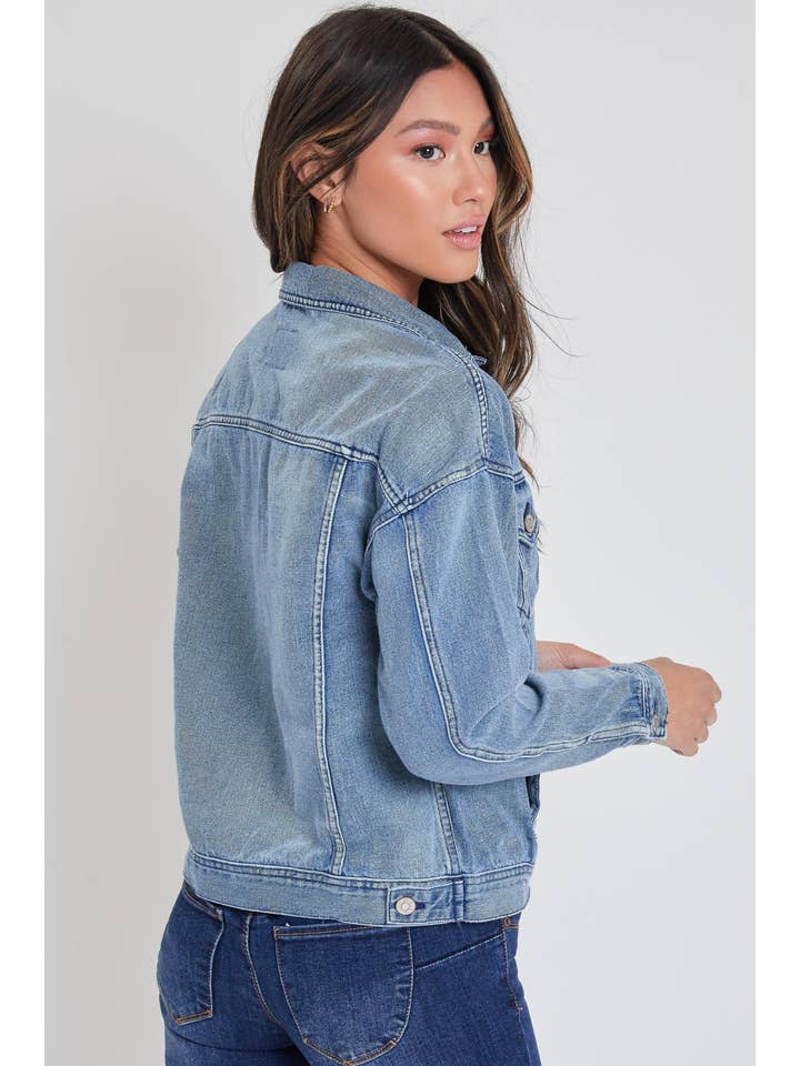 YMI - Wholesale Denim Jacket - Women's - Oversized Boyfriend Denim Jacket-J1050766