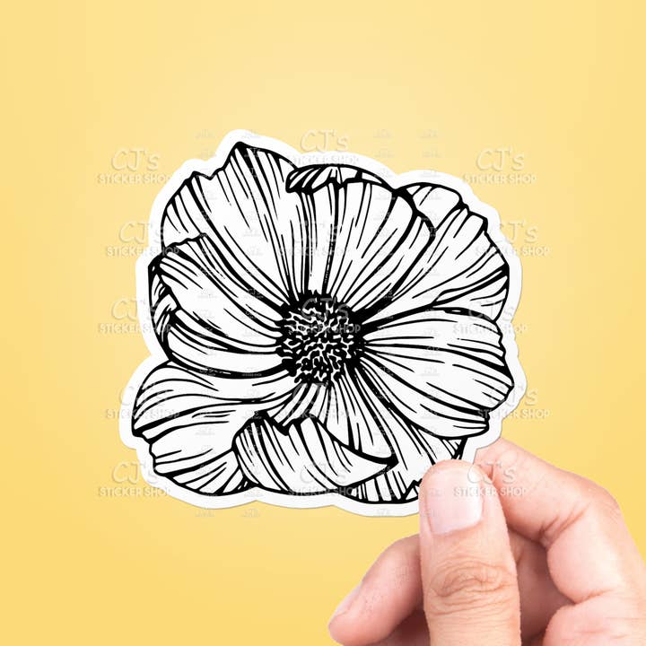 Cosmos Flower #2 Sticker Vinyl Decal for wholesale by CJ's Sticker Shop