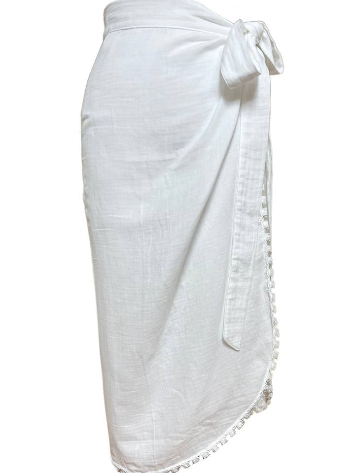 Savannah Maxi Sarong - White for wholesale by Bambina Swim