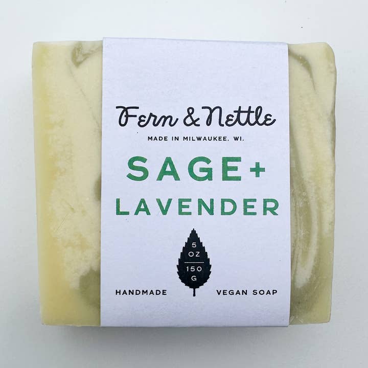 Sage + Lavender Handmade Vegan Soap for wholesale by Fern and Nettle