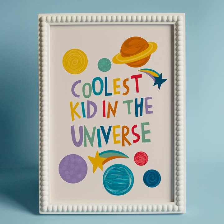 Children's, Colourful Art, Space, Hand drawn, Art Print for wholesale by Abel and the Label