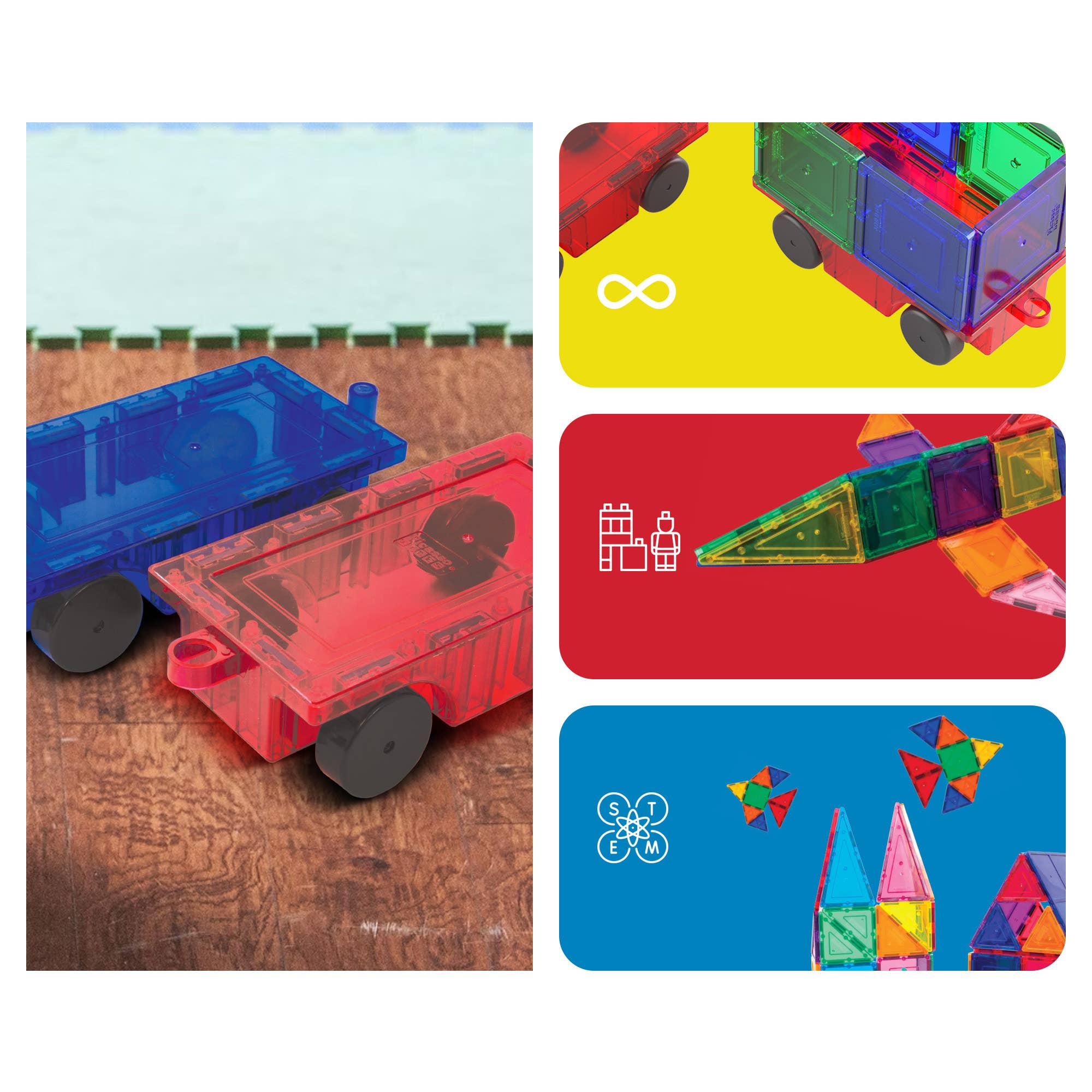 PicassoTiles - Wholesale Toy Car/Truck - Kids - PicassoTiles 2PK Magnetic Tile Building Set2