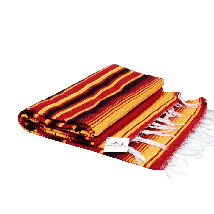West Path - Wholesale Throw Blanket - Fire Serape Red Mexican Blanket2