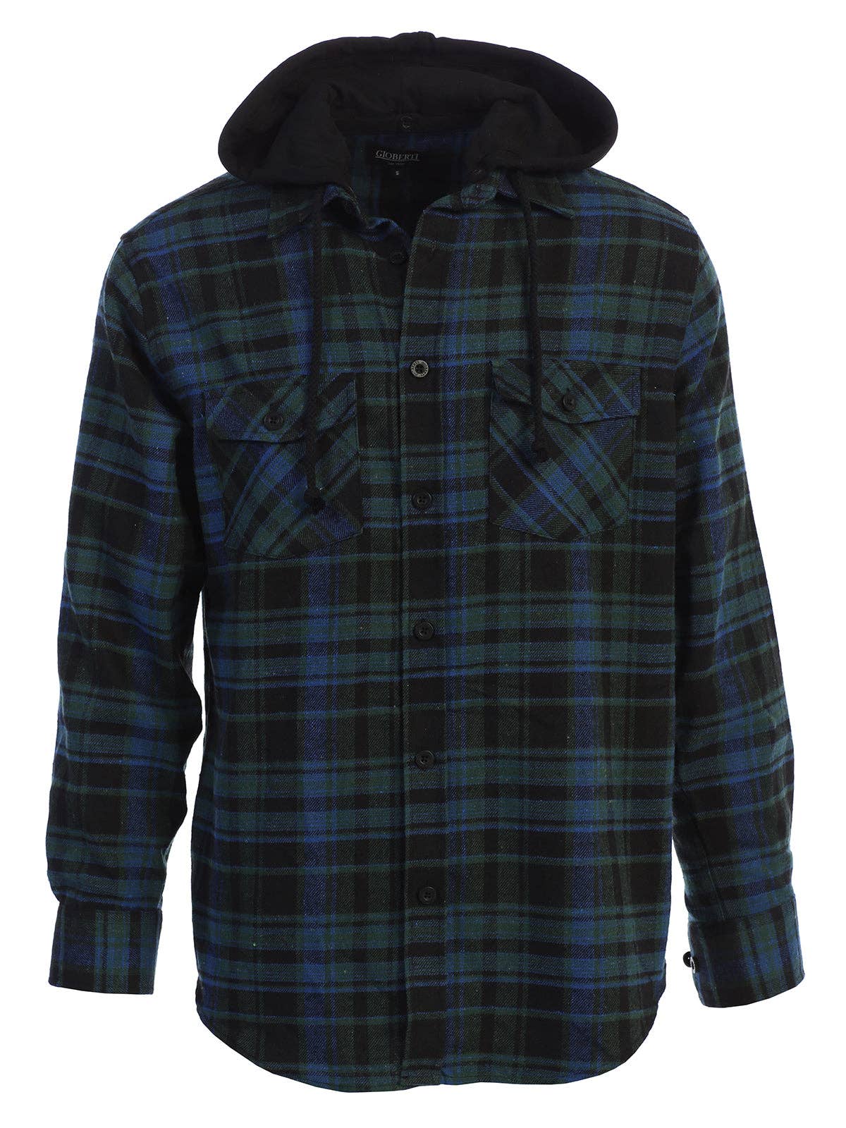 b-one inc – wholesale Skjortor – Herr – Casual flanellskjorta med knapp för män med avtagbar hoodie GB-LS92H6