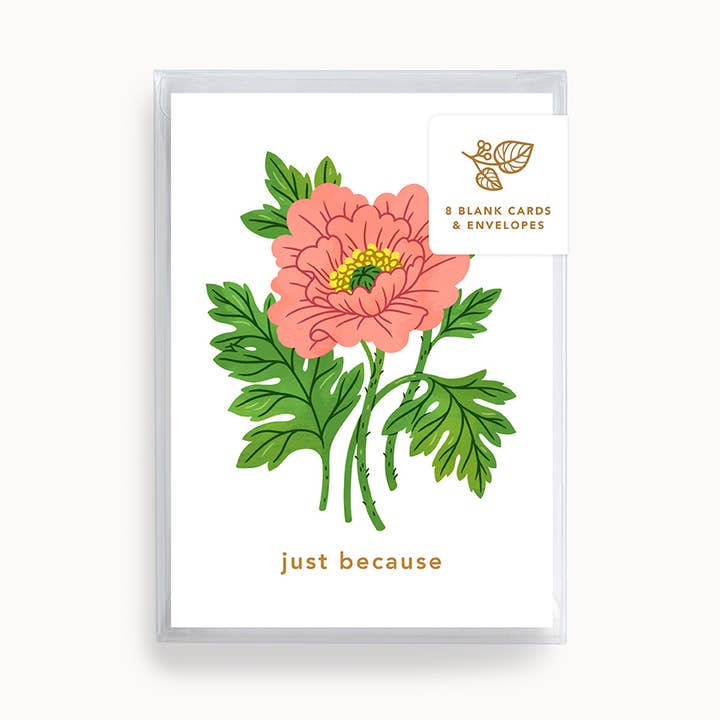 Just Because Pink Poppy | Mini carte | Coffret de 8 pour la vente par Linden Paper Co.