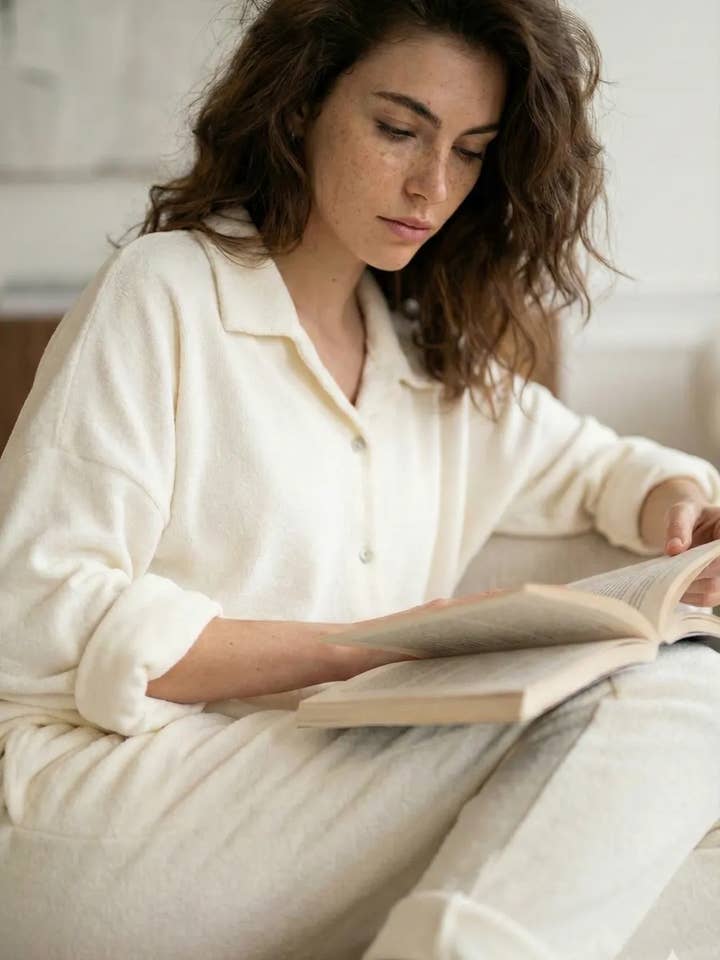 Mimi & Gogo - Wholesale Button Down Shirt - Women's - Cotton Terry Button-Up Shirt @5094_ChCotEponge13