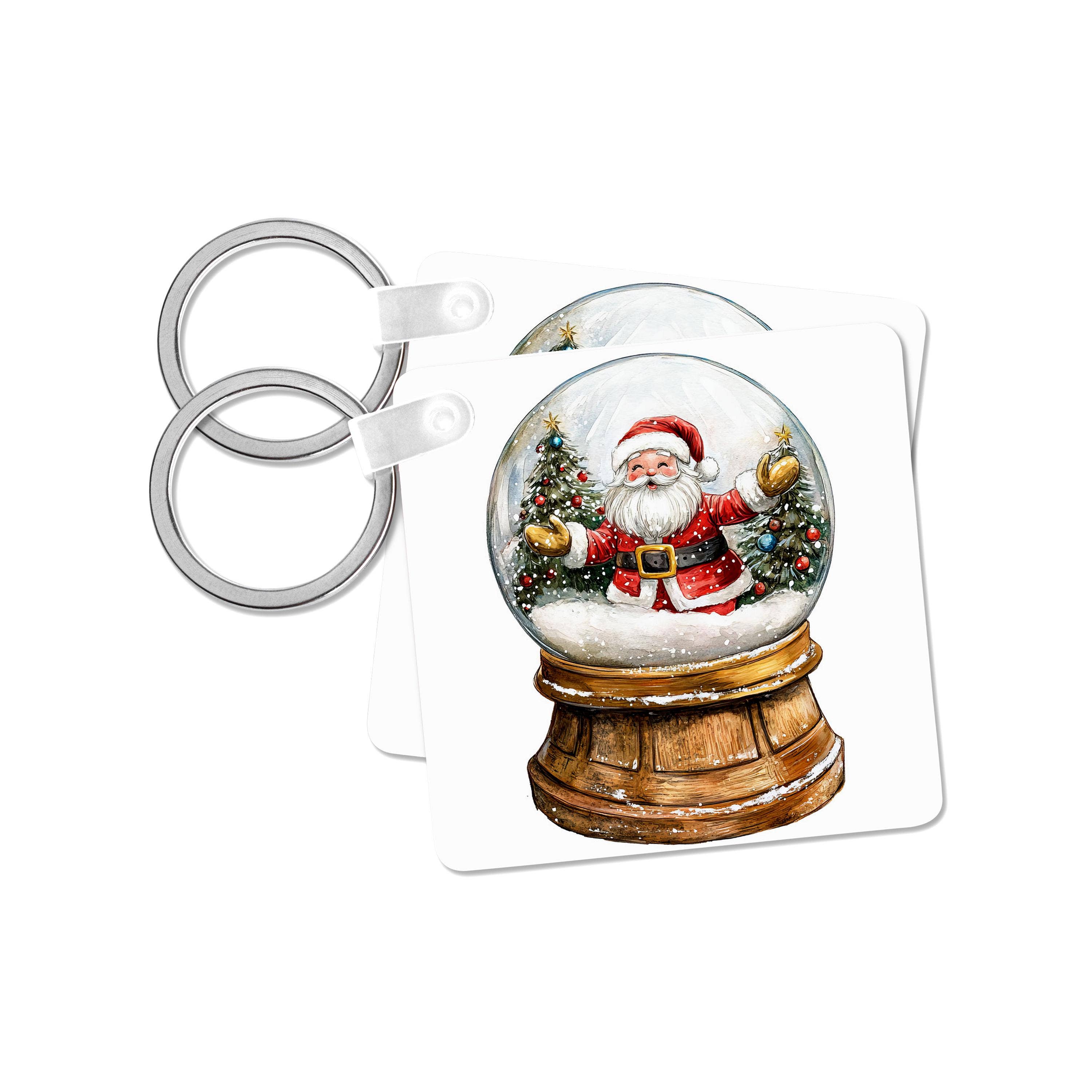 3dRose - Vente Porte-clés – unisexe - 3dRose, Boule à neige de Noël avec Père Noël, Porte-clés0