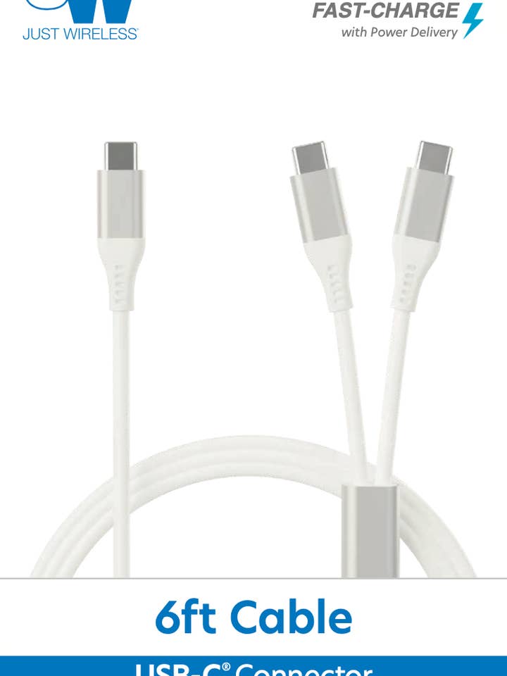 6ft Dual USB-C Split Cable – 65W Fast Charge Power Delivery for wholesale by M&S Distributions Corp