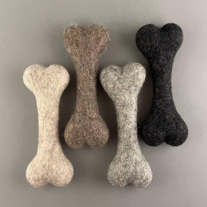 Giocattolo per cani in osso di lana infeltrita, ottimo giocattolo da interno, PEZZO UNICO per la vendita all'ingrosso da parte di Pawsome Pet Toys