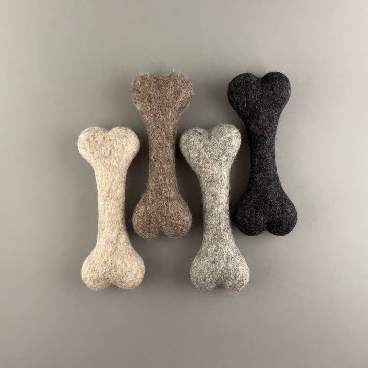 Pawsome Pet Toys - Wholesale Pet Toy - Dog - Felted Wool Bone dog toy, great indoor toy, ONE PIECE