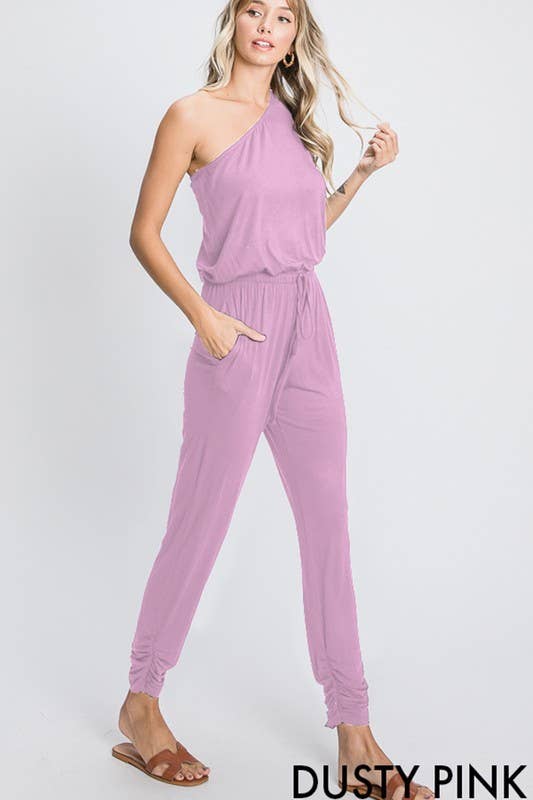 HEIMISH – wholesale Jumpsuit – Women's – SP1097-10 ONE SHOULDER SOLID JUMPSUIT WITH RUCHED5