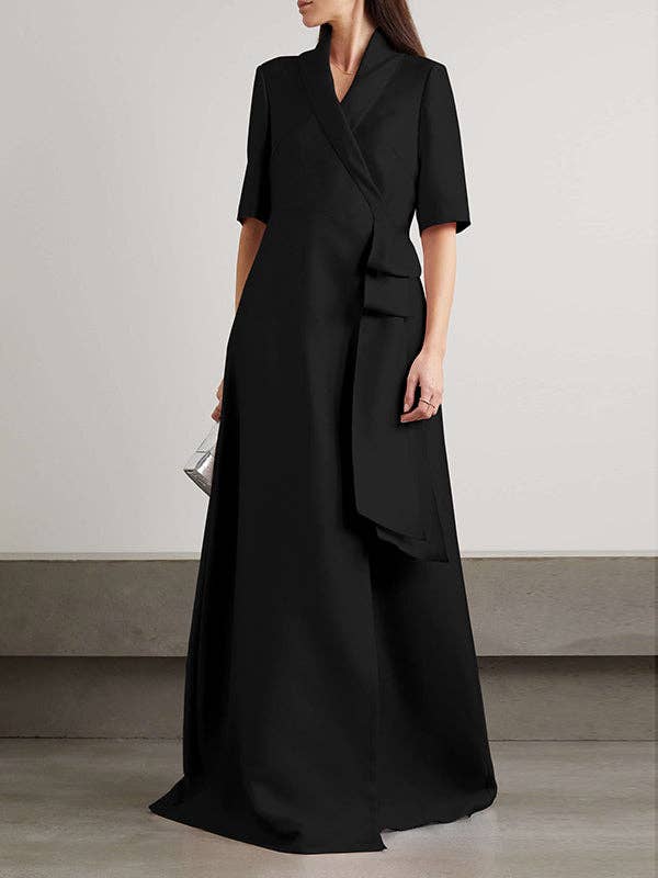 UZ Wholesale Store - Wholesale Gown - Women's - Solid Color Split-Joint Loose V-Neck Maxi Evening Dresses2