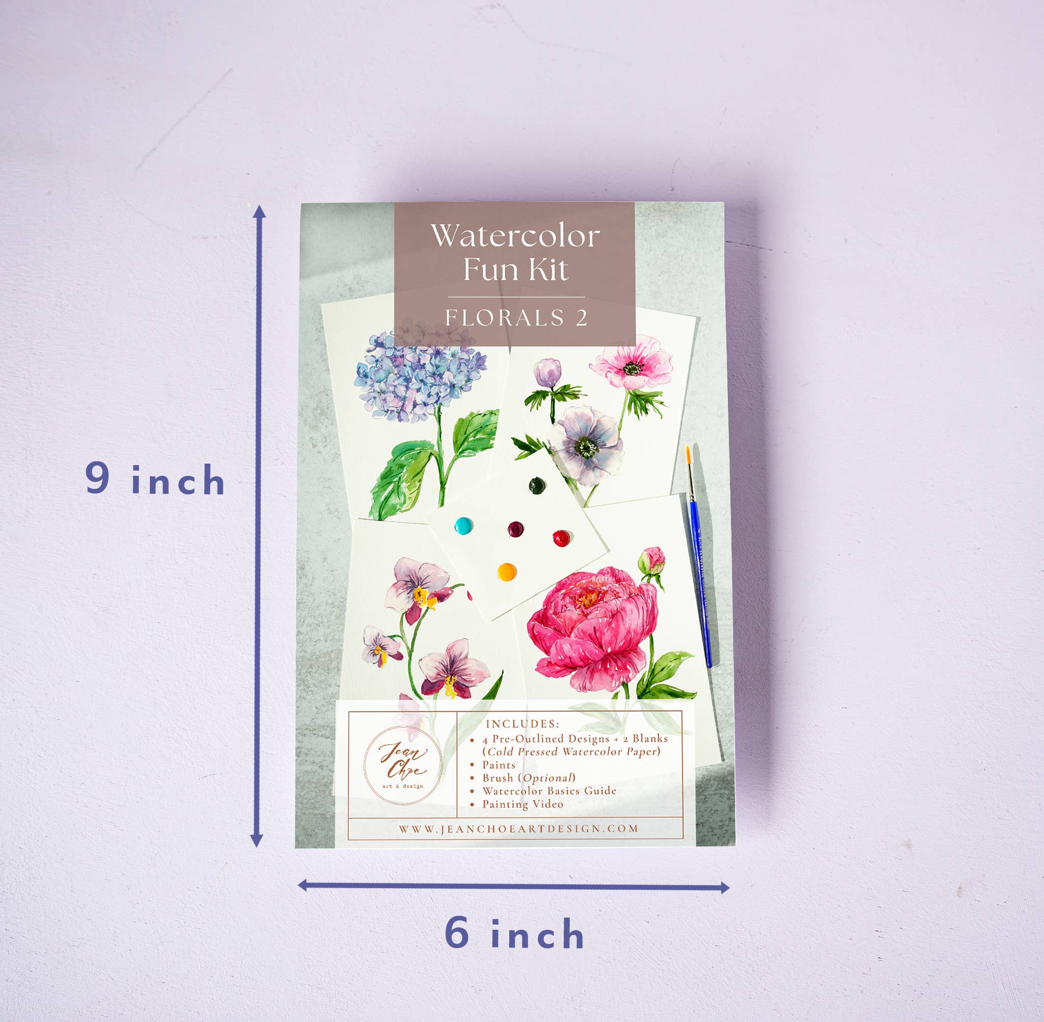 Jean Choe Art & Design - Wholesale DIY Craft Kit - Florals 2 Watercolor Painting Kit: DIY Art Kit for Beginners8