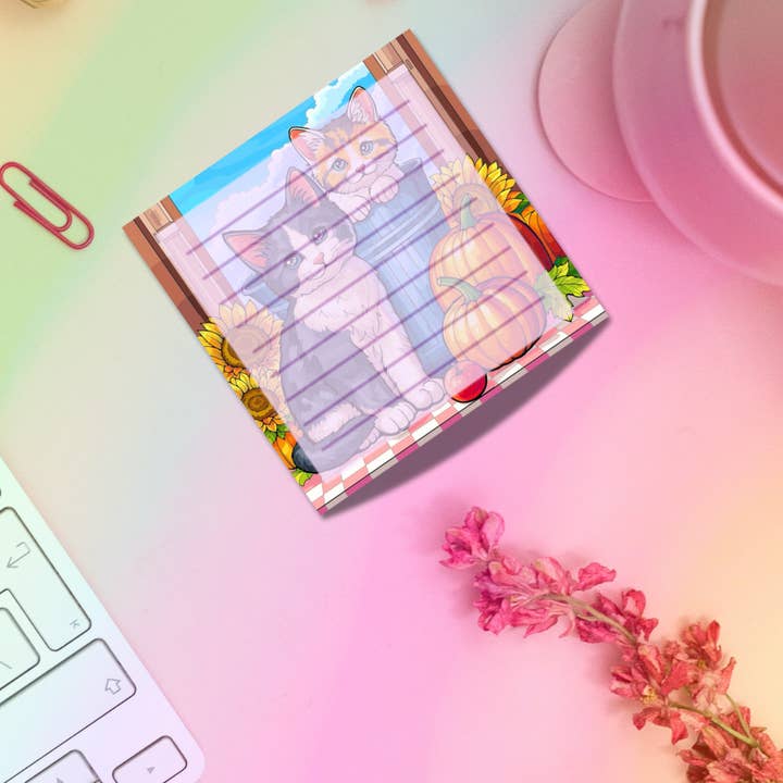 Pumpkin Cats Anteckningsblock 2,5"x2,5" 50 sidor Estetisk Söt Kontorsmaterial Present för wholesale av Hikaru Tara Art Arst & Craft Gift Shop