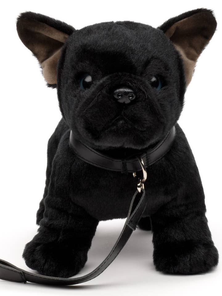 French Bulldog (black) - With Leash - Plush Toy for wholesale by Uni Toys