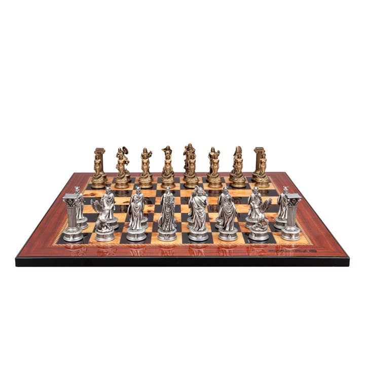 European Warriors Schachbrett, 50 cm, Nussbaumfinish für den Großhandel von Dal Rossi Italy