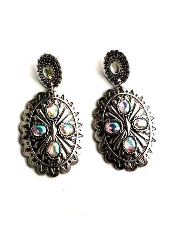 WESTERN CONCHO DANGLE EARRINGS for wholesale by Snowing West