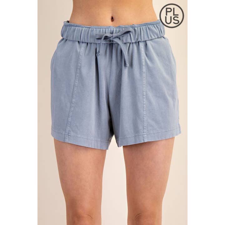 Rae Mode - Wholesale Athletic Shorts - Women's - PLUS SIZE MINERAL WASHED COTTON SLIT SHORT