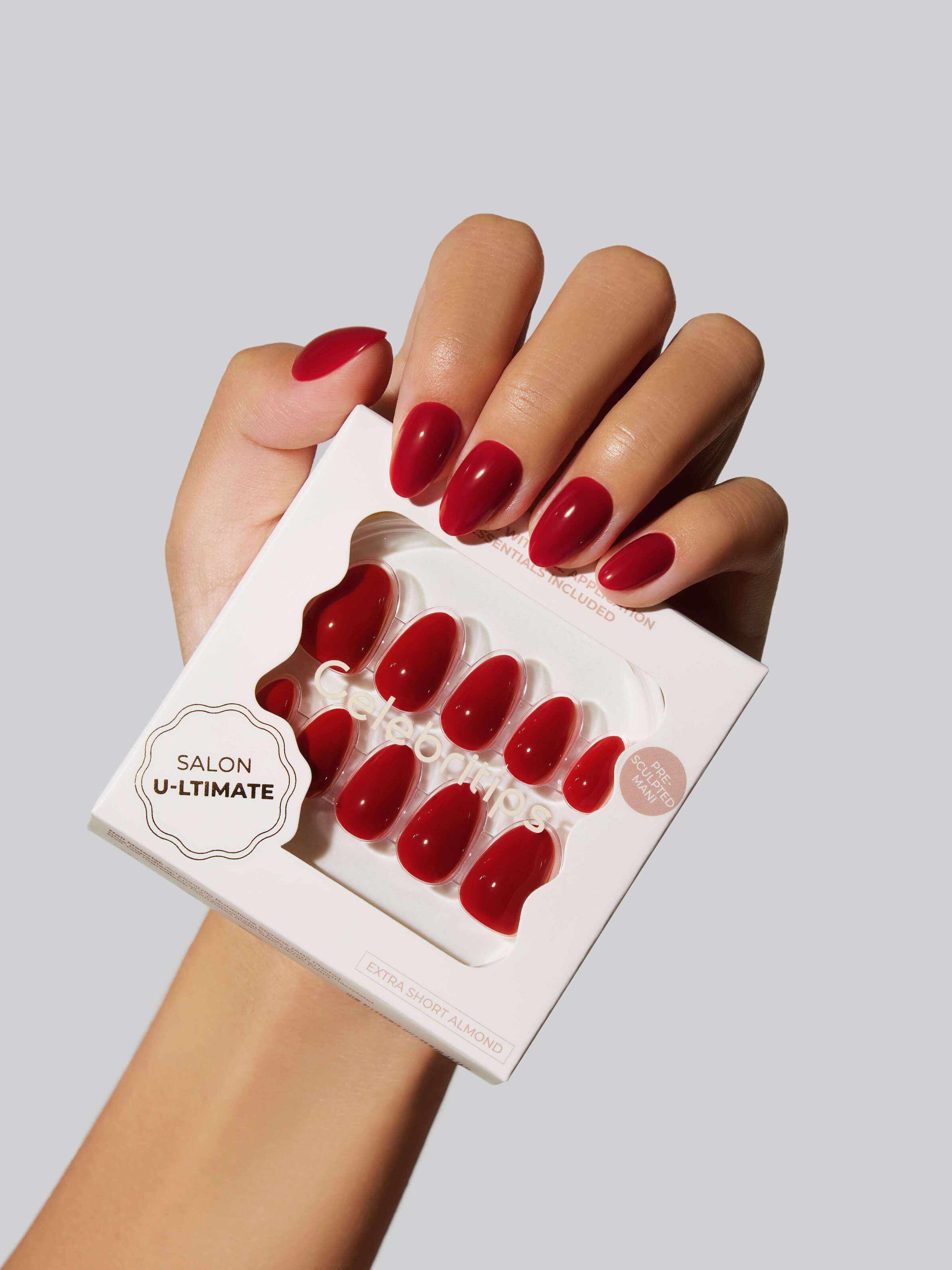 Celebritips - Wholesale Press-on nepnagels - Rood Rood (Extra Korte Amandel)2