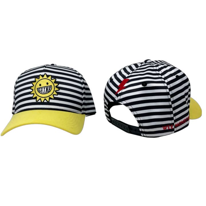 Chapeau Sunshine à rayures noires et blanches pour enfants pour la vente par Wee Monster