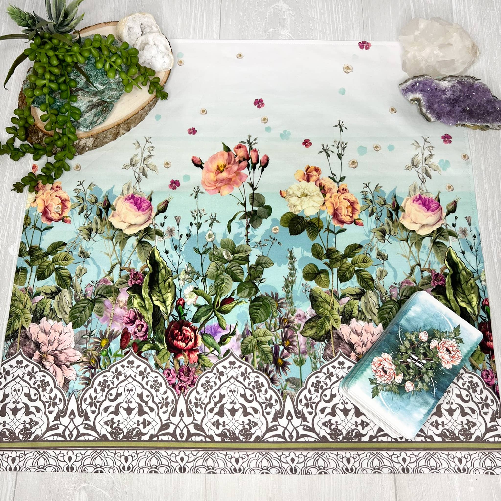 Threads of Tarot - Wholesale Tablecloth - White Floral Altar Cloth8