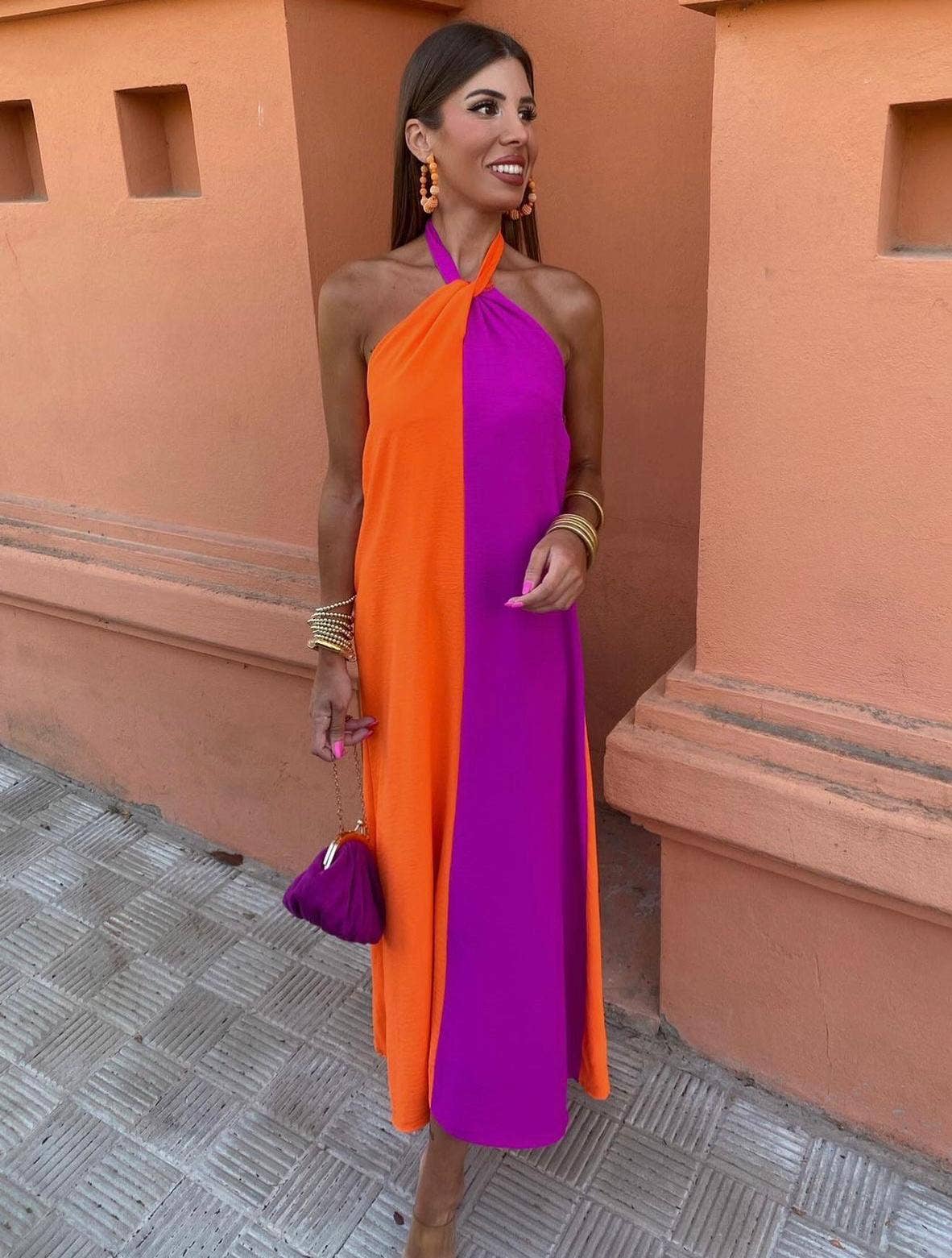 LORIANE - Wholesale Dress - Women's - 9593 One size bicolor long dress 10