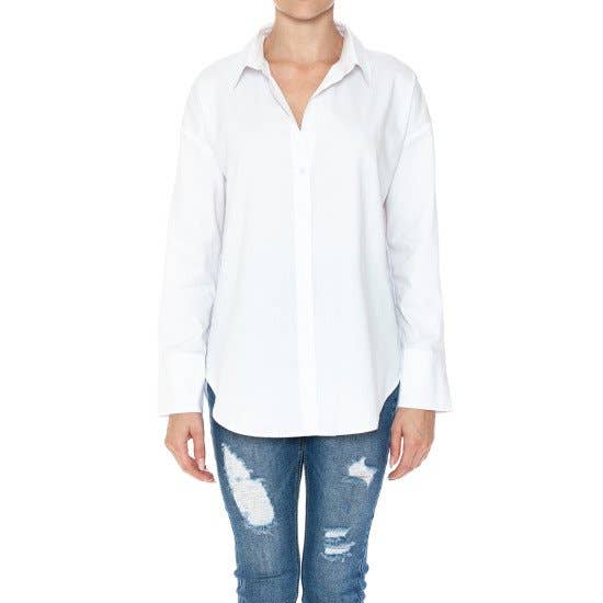 Pinkbloom – Engroshandel Skjorte - Dame – LANGÆRMET SKJORTE I POPLIN MED KNAP OG KRAVE7