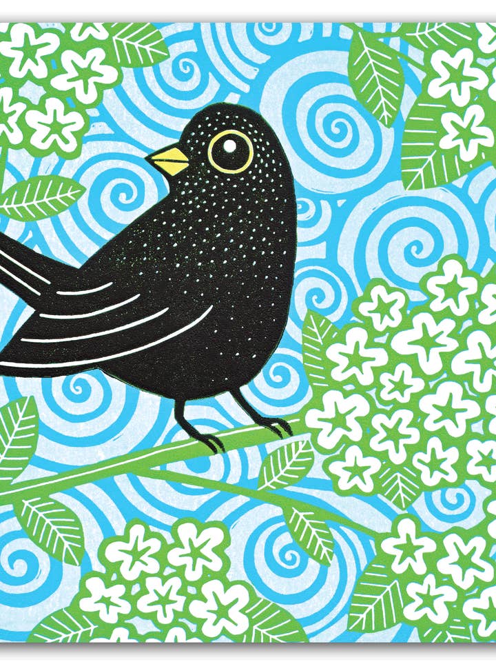 NC395 Melro numa Cerejeira - Kat Lendacka por atacado de Cardiau Nico Cards