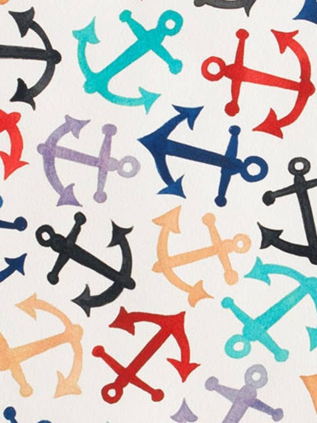 Primary Colored Anchors in Cotton - Custom Made Fitted Sheet for wholesale by Wendy Anne