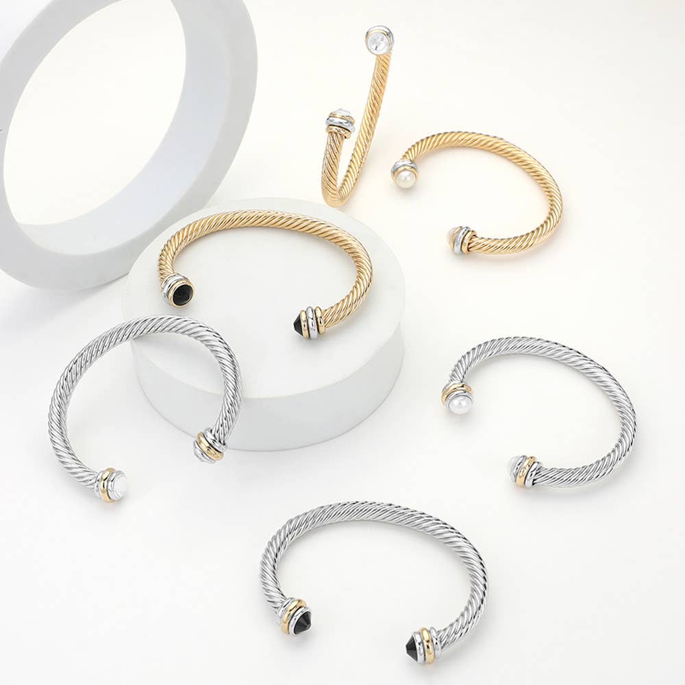 Sensibling Corp. - Wholesale Cuff Bracelet - Stone Tip Twisted Rope Cuff Bracelet
6