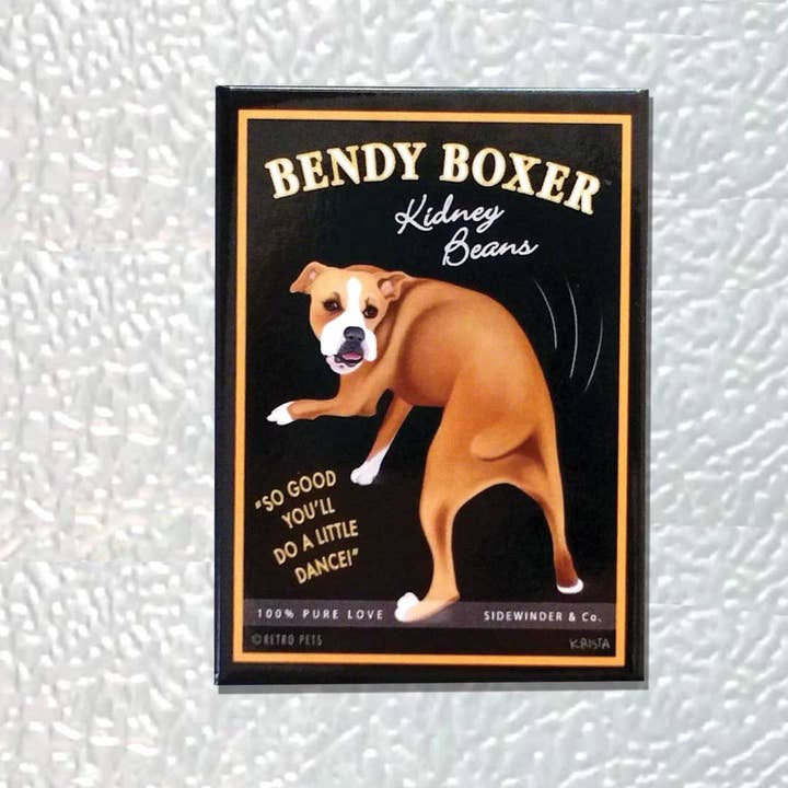 Retro Pets – Íman por atacado – Bendy Boxer a Do - Conjunto de 4 Ímanes de Cão Boxer2