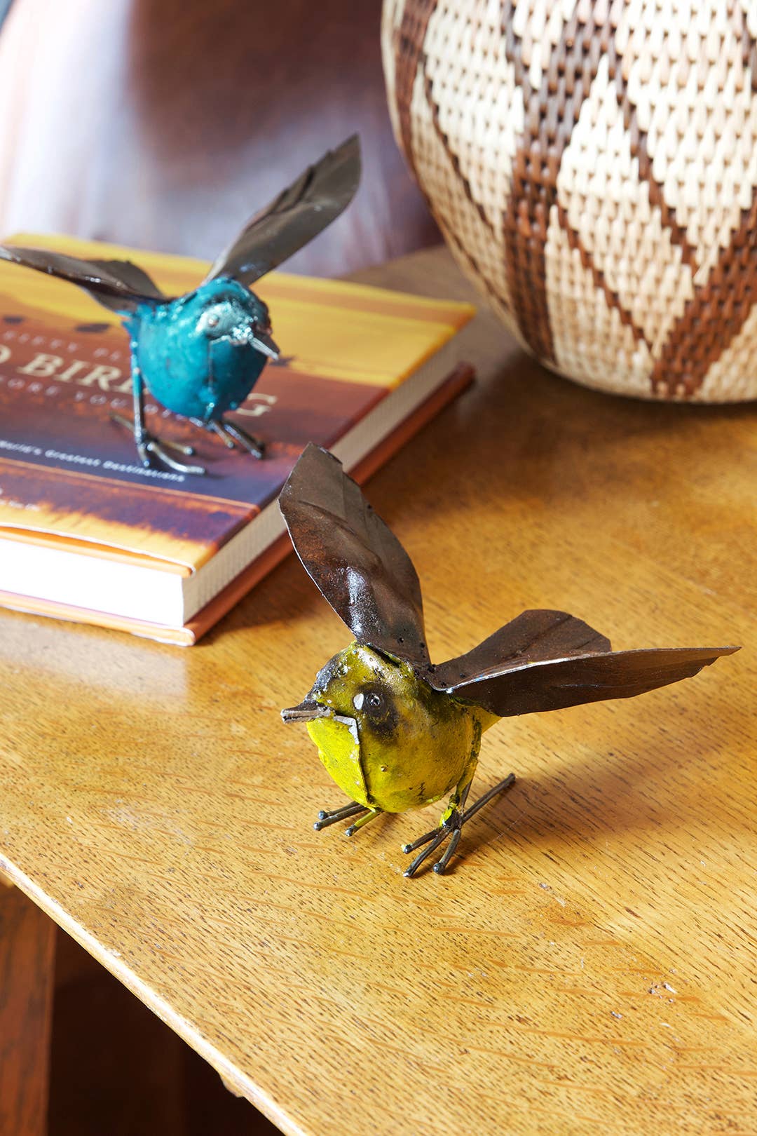 Swahili | AFRICAN MODERN - Wholesale Sculpture - Blue Recycled Metal Fluttering Bird Sculpture1