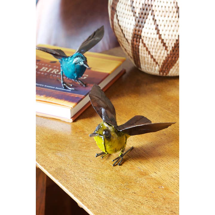 Swahili | AFRICAN MODERN - Wholesale Sculpture - Blue Recycled Metal Fluttering Bird Sculpture1